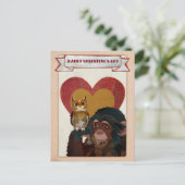 CHIMP & OWL VALENTINS Postkarte (Stehend Vorderseite)