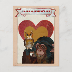 CHIMP & OWL VALENTINS Postkarte