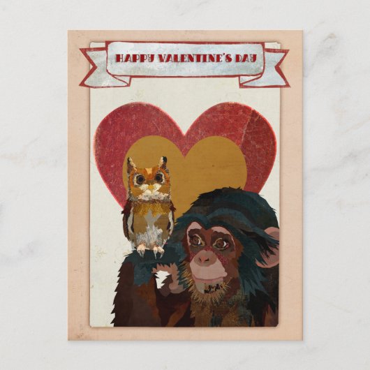 CHIMP & OWL VALENTINS Postkarte (Vorderseite)
