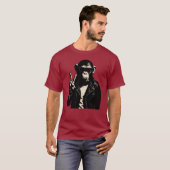 Chimp Rebel Friedenszeichen Leder T-Shirt (Vorne ganz)