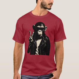 Chimp Rebel Peace Sign Leather T-Shirt
