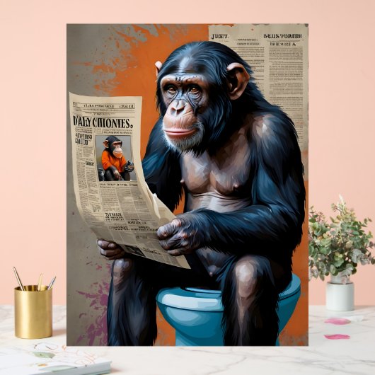 Chimp Royalty on the Throne" - Einzigartige Tierku Acrylschild (Hochzeit)