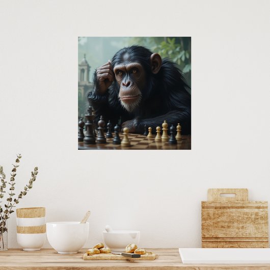 Chimp Schach Game Poster (Küche)