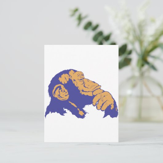 Chimp Thinking Postkarte (Stehend Vorderseite)