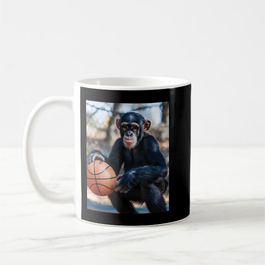 Chimpanzee Basketball Affe Funny Graphic Kaffeetasse (Links)