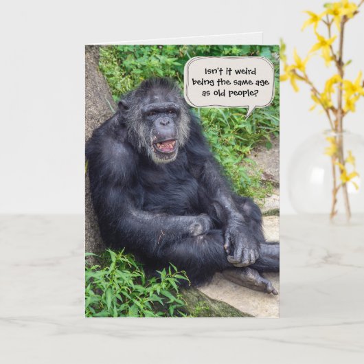 Chimpanzee Birthday Spaß Karte (Gelbe Blume)