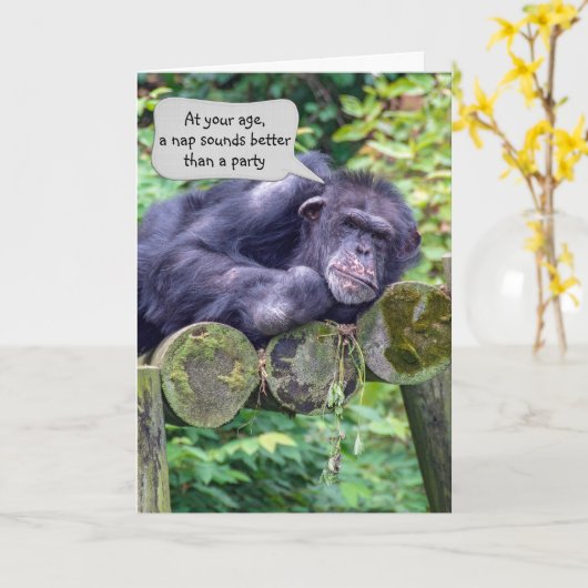 Chimpanzee Birthday Spaß Karte (Gelbe Blume)