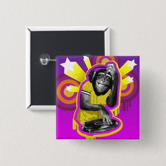 Chimpanzee DJ Button (Vorne & Hinten)