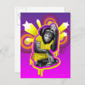 Chimpanzee DJ Postkarte (Vorne/Hinten)