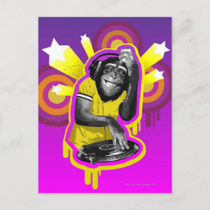 Chimpanzee DJ Postkarte