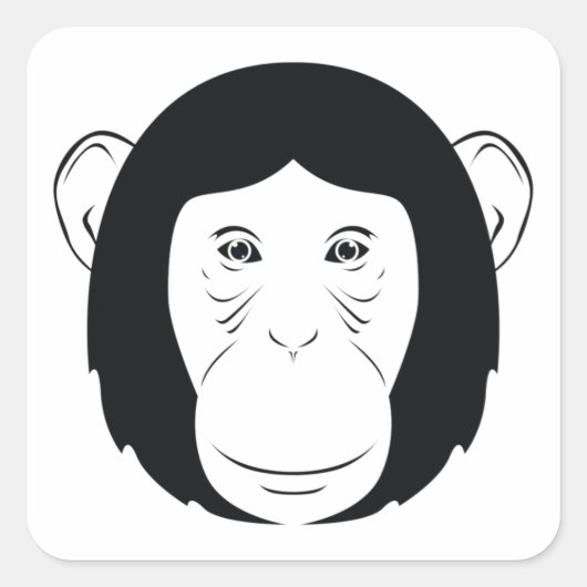 Chimpanzee Face Silhouette Quadratischer Aufkleber (Vorderseite)
