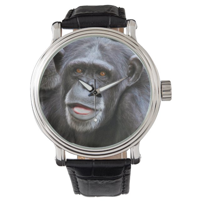 Chimpanzee Foto Armbanduhr (Vorderseite)