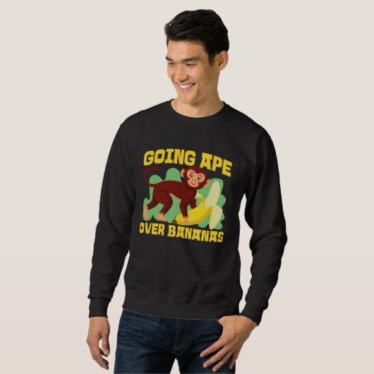 Chimpanzee Going Ape Over Bananas Sweatshirt (Vorne ganz)
