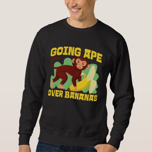 Chimpanzee Going Ape Over Bananas Sweatshirt (Vorderseite)