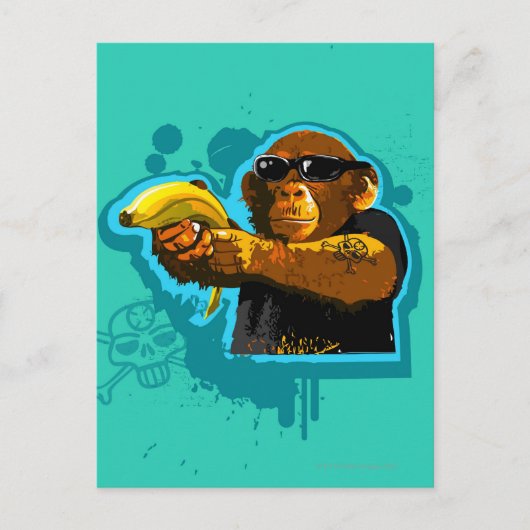 Chimpanzee Holding a Banana Postkarte (Vorderseite)