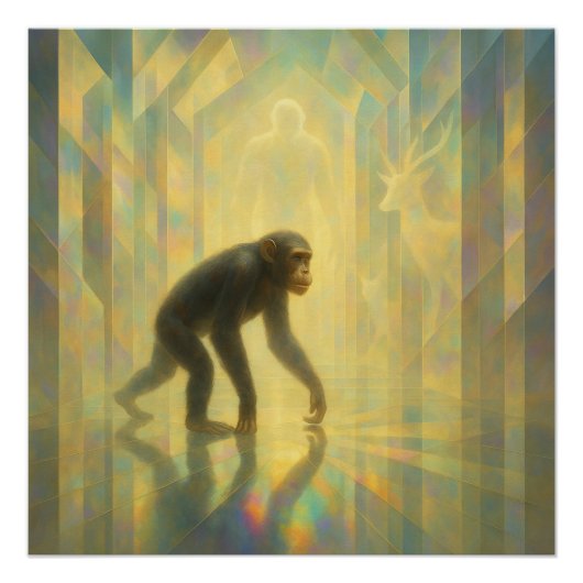 Chimpanzee in the Prism Light Hall – GeoWild Art Poster (Vorderseite)
