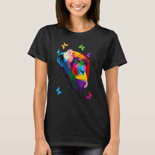 Chimpanzee Monkey Colorful Chimpanzee Blume Butte T-Shirt