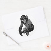 Chimpanzee Monkey Tragen einer Sonnenbrille Origin Runder Aufkleber (Umschlag)