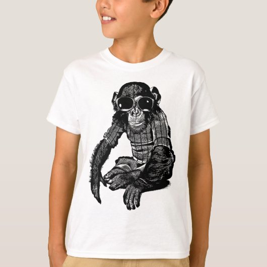 Chimpanzee Monkey Tragen einer Sonnenbrille Origin T-Shirt (Vorderseite)