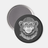 Chimpanzee Motorradfahrer Magnet (Vorderseite/Rückseite)
