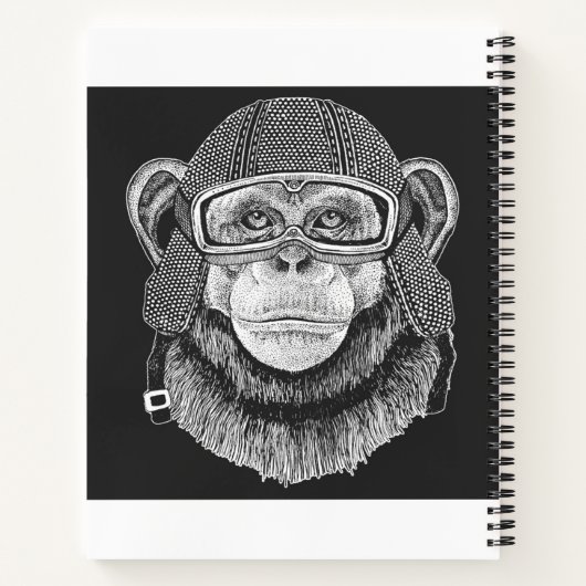 Chimpanzee Motorradfahrer Notizblock (Rückseite)
