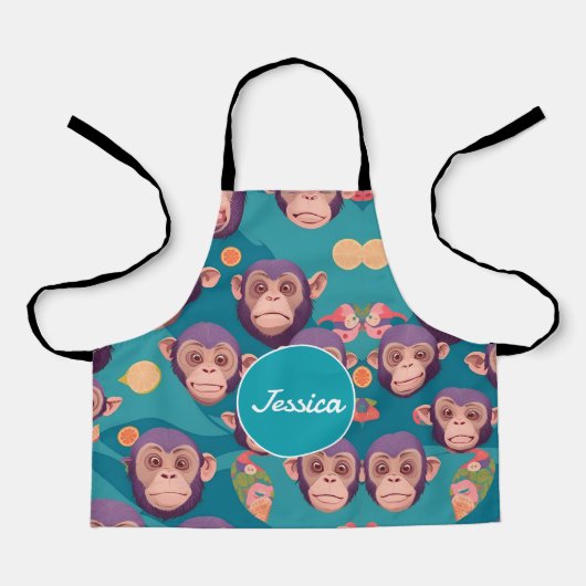 Chimpanzee Pastel Personalisiertes Muster Schürze (Vorderseite)