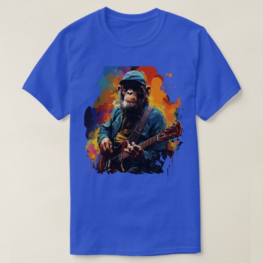 Chimpanzee Playing Guitar T-Shirt (Design vorne)