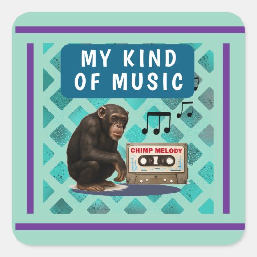 chimpanzee  quadratischer aufkleber (Vorderseite)