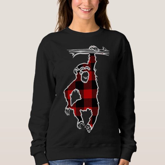 Chimpanzee Red Buffalo Karierter Affe Matching PJ Sweatshirt (Vorderseite)