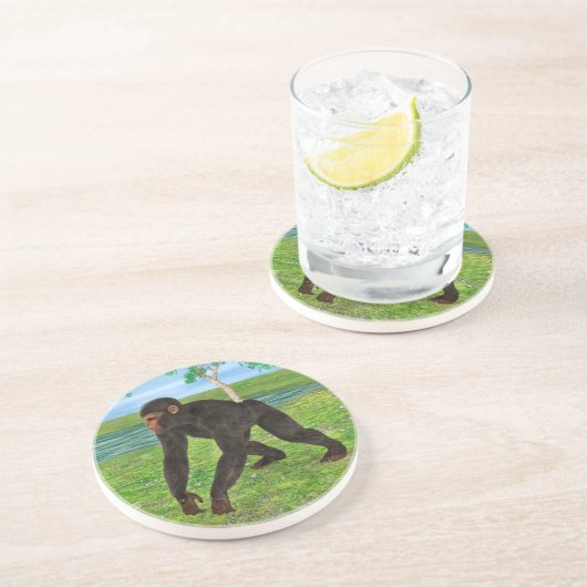 Chimpanzee Sandstein Untersetzer (Seite)