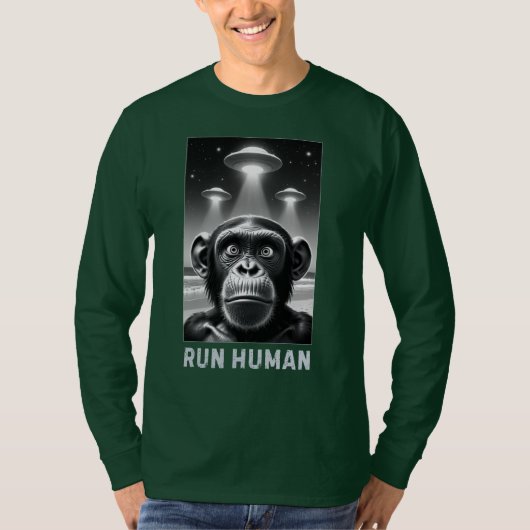 Chimpanzee Selfie UFO Fun Quirky Geschenk T-Shirt (Vorderseite)
