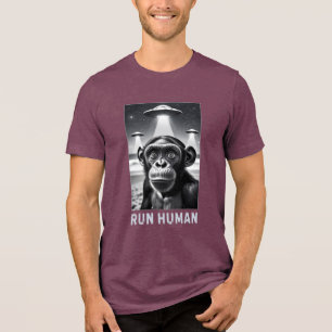 Chimpanzee Selfie UFO Fun Quirky Kunst Tri-Blend Shirt