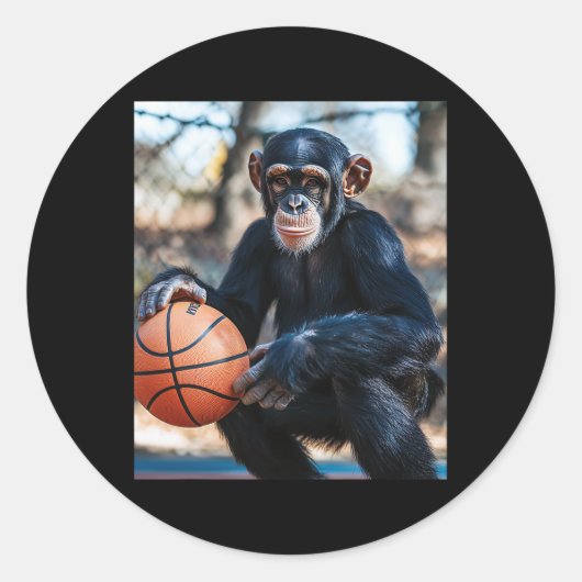 Chimpanzee Sketll Affe Funny Graphic 1 Runder Aufkleber (Vorderseite)