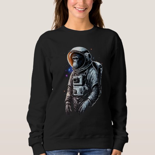 Chimpanzee Space Astronaut Travel Monkey Vintage   Sweatshirt (Vorderseite)