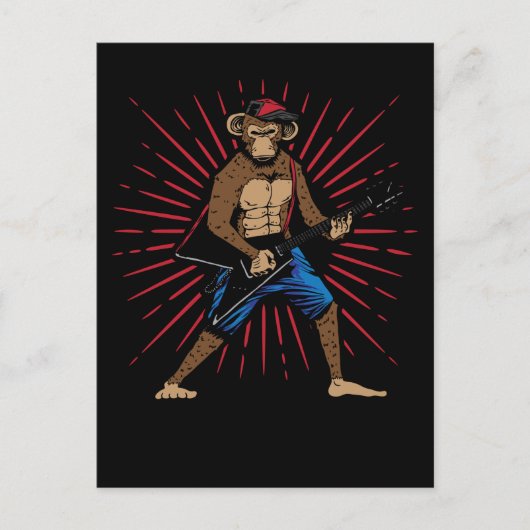 Chimpanzee spielt Electric Guitar Music Lover Postkarte (Vorderseite)