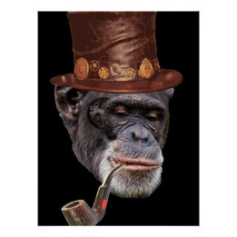 Chimpanzee steampunk style poster