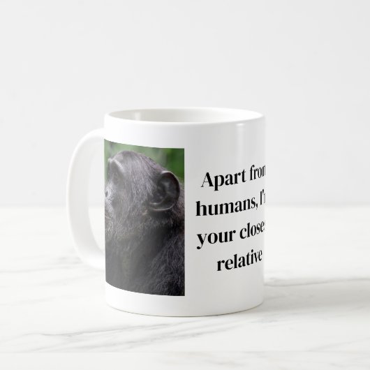 Chimpanzee themed coffee mug kaffeetasse (Vorderseite Links)
