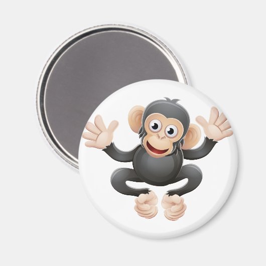 Chimpanzee Tierkartoon Magnet (Vorderseite/Rückseite)