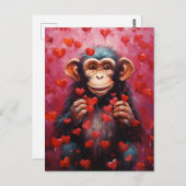 Chimpanzee Valentinstag Postkarte (Vorne/Hinten)