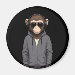 Chimpanzee Wear Hoodie Funny Cool Animal Vector Magnet