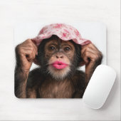 Chimpanzee Wearing Pink Lipstick Mousepad (Mit Mouse)