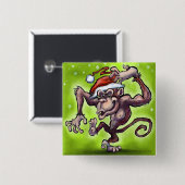 Chimpanzee Weihnachten Button (Vorne & Hinten)