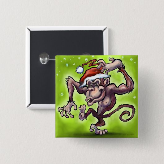 Chimpanzee Weihnachten Button (Vorne & Hinten)