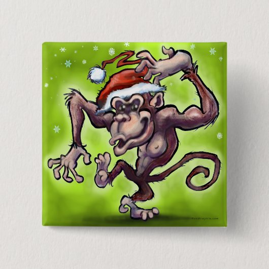 Chimpanzee Weihnachten Button (Vorderseite)