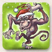 Chimpanzee Weihnachten Untersetzer (Vorderseite)