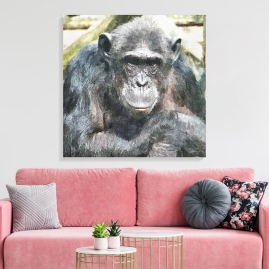 CHIMPANZEES LEINWANDDRUCK (Insitu (Wohnzimmer))