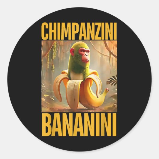 Chimpanzini Bananini Italienisch Brainrot Meme Boy Runder Aufkleber (Vorderseite)