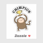 Chimpion Funny Champion Chimpanzee Pun Aufkleber (Blatt)