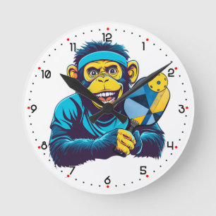 Chimpy Smash Pickleball Runde Wanduhr