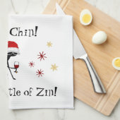 Chin Chin und eine Flasche Zin Funny Wine Cat Geschirrtuch (Viertel Falte)